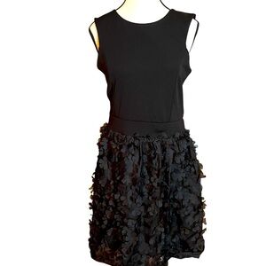 Carla Conti Black 3D Floral Cutout Back Cocktail Mini Dress Size XL NWOT Italy